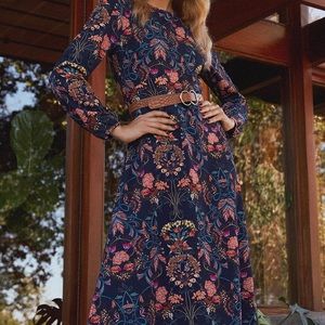 I. MadelineGarden Splendor NavyFloral Print Dress